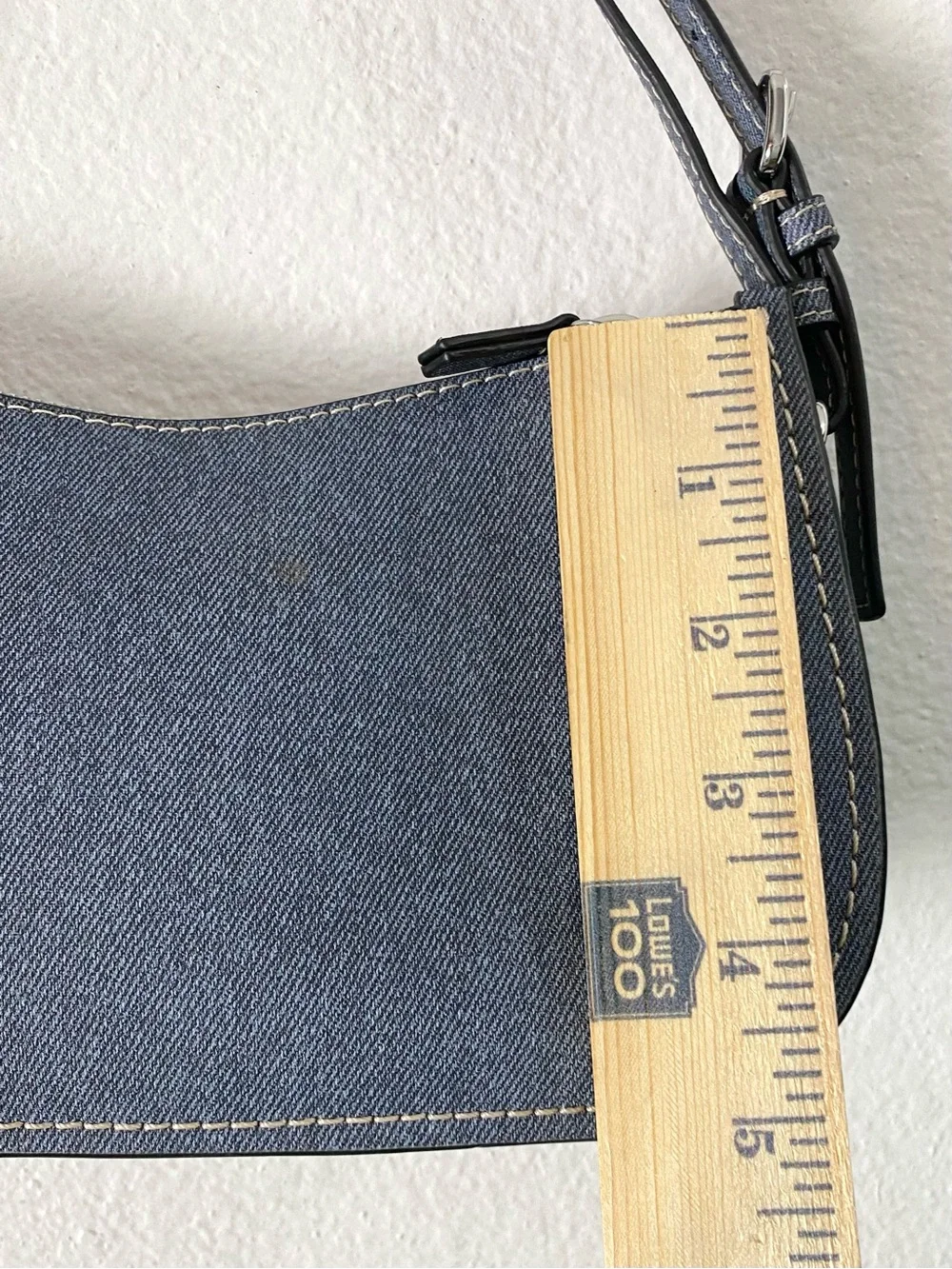 DKNY Denim Y2K Small Shoulder Bag w/ Varsity Logo Patch Like New